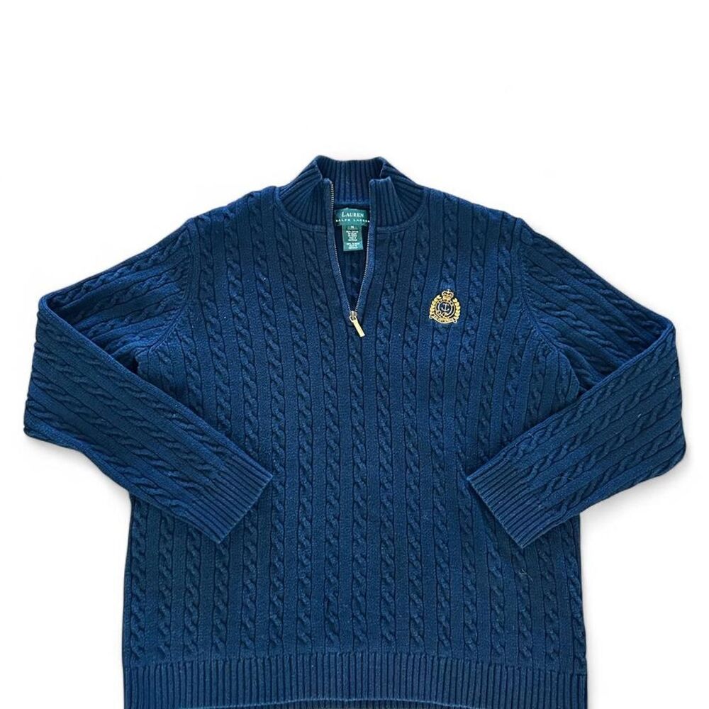 Ralph Lauren navy blue cable knit jumper - Size M